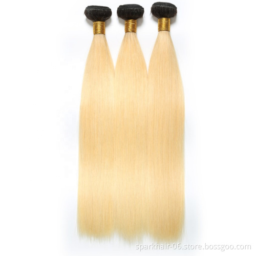 Raw Virgin Brazilian 613 Blond Human Hair Weaving Bundle Extension for Women Weave Remy Ombre Black Blonde Straight